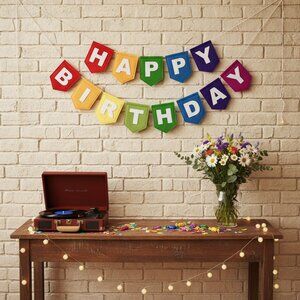 Felt Happy Birthday Banner, Rainbow Party Garland